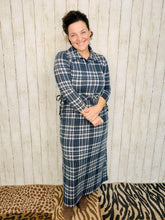 Adorable In Plaid Lounge Dress-Navy Plaid