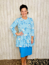Jenny Ruffle High Low Tunic-Blue Floral