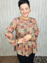 Dani Puff Sleeve Geometric Knit Top