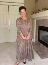 Tonya Marie Ruffled Tiered Dress- Brown & Rust