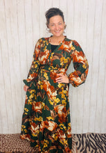 Natasha Smocked Waist Dress- Hunter Green Floral