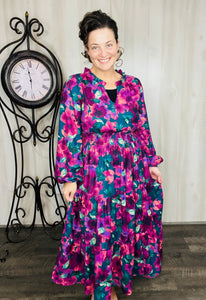 Jamie Smocked Waist Dress- Plum Floral