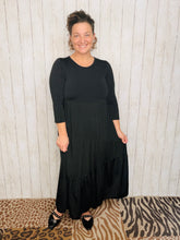 Tonya Marie Tiered Dress- Midi Length-Black