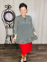 Jasmine Bow & Ruffle Tunic- Houndstooth