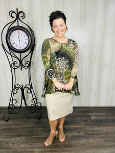 Miss Amy Thicker Fabric Pencil Skirt- (Regular & Plus) -Stone (27"-29" Length)