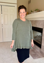 Samantha Ruffle High Low Tunic-Ribbed Olive