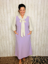 Becky Bow & Honeycomb Dress- Lilac & Ivory