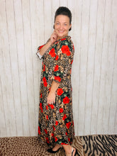 Power On The Day Dress-Leopard & Red Roses