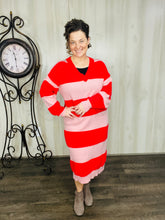 Red Meets Pink Ribbed Knit Dress