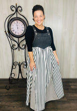 Striped Overall Dress- Black & White