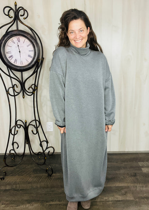 Fabulous Fall Sweatshirt Dress-Charcoal