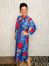 Brenda Bow Navy & Red Roses Dress