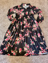 Kaylee Collared Black & Magenta Dress- PLUS