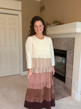 Misty Ruffle Tiered Dress-Cream & Taupe