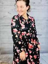 Kaylee Collared Black & Mauve Dress