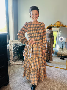 Georgia Plaid Dress- Tan or Red Plaid