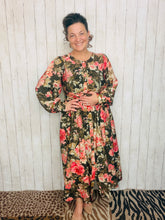 Jessica Green & Floral Belted Dress