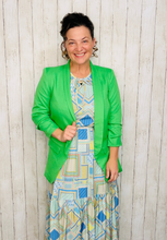 Madeline Ruched Sleeved Blazer- Green