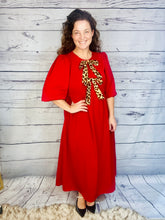 Sonja Leopard Bow Dress-Red