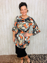 Gray & Orange Leaf Tunic
