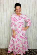 Cassie Tiered Boho Style Dress-Pink Toile
