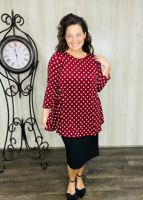 Marissa Burgundy Polkadot Tunic