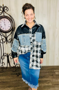 Pleather & Denim Shacket
