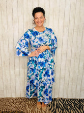 Juliet Ruffle Dress-Blue Floral