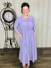 Lavender Honeycomb Buttons & Collar Dress