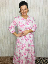 Cassie Tiered Boho Style Dress-Pink Toile