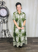 Melanie Boho Smocked Front Dress- Olive