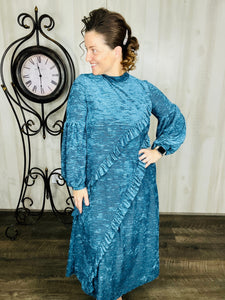 Stunning Style Shimmer Dress- Teal