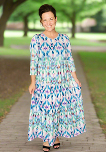Tonya Marie Tiered Dress-Blue & Pink Dreams