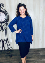 Navy & Shimmer Sharkbite Tunic