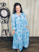 Clara Blue Peony Dress