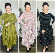 Georgia Polkadot Dress- Pink, Olive, or Black