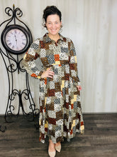 Kaylee Collared Animal Print Patchwork Dress