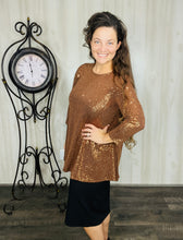 Shimmer Threaded Tunic- Copper Bronze