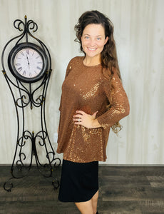 Shimmer Threaded Tunic- Copper Bronze