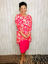 Samantha Ruffle High Low Tunic-Fuchsia Floral
