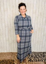 Adorable In Plaid Lounge Dress-Navy Plaid