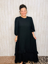 Michella High Low Dress-Textured Black