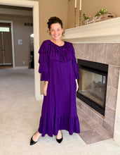 Kayla Ruffle Sleeves Dress-Purple