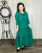 Tonya & Bows Textured Dress- Hunter Green