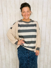 Tessa Bold Stripes Stone/Charcoal Top