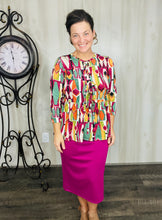 Lillian Bow Front Tunic Top- Magenta