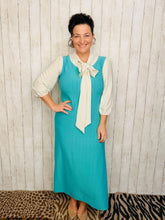 Becky Bow & Honeycomb Dress- Sea Foam & Ivory