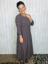 Everyday Style Dress- Brown & Pink Stripes