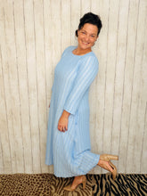 Hannah Square Neck Textured Midi Dress- Powder Blue