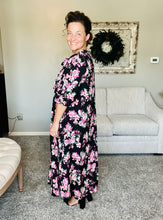 Power On The Day Dress- Black & Pink Floral